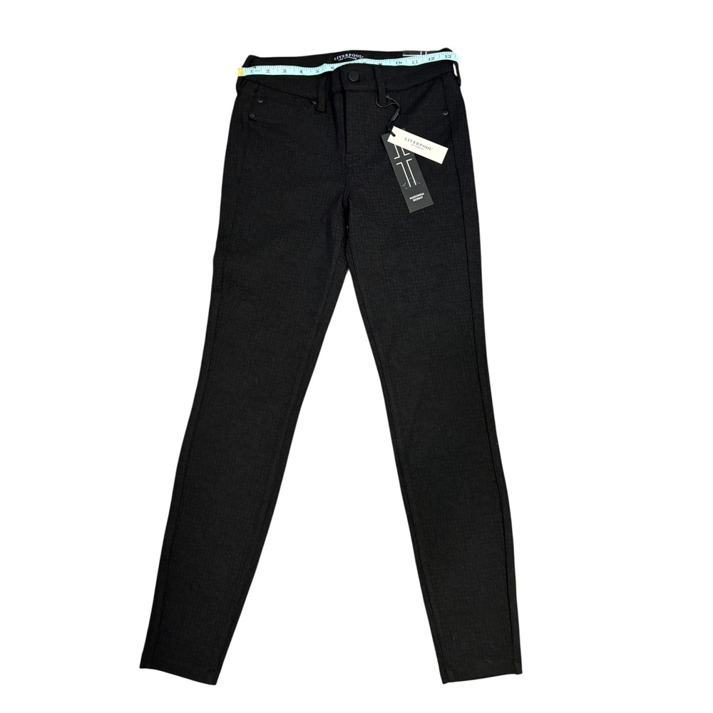 Liverpool Madonna Skinny Pants Black Textured High Rise Petite 2P NWT